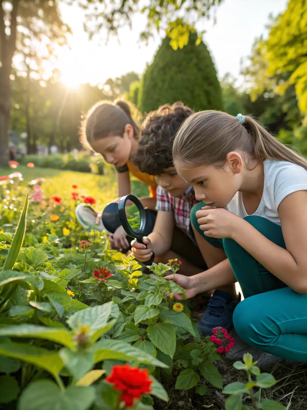 A photograph capturing children learning about chestnut cultivation in a MAISON DE LA CHATAIGNE educational program, showcasing hands-on learning and engagement with nature.